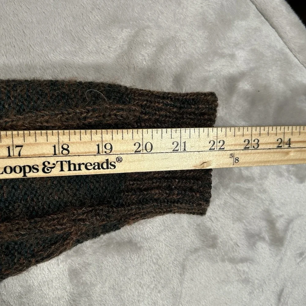 VTG Jordache Cable Knit Sweater Mens M Brown Mohair Wool Coogi-Style 3D Textured - Picture 13 of 15